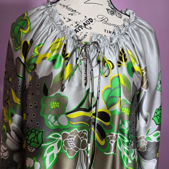 Etcetera 100% Silk oversized relaxed colourful blouse Sz 6 Resort - Picture 9 of 12